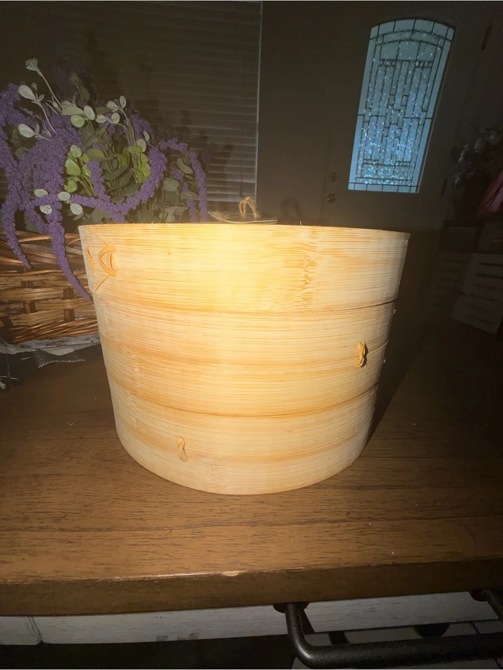 Bamboo Woven Serving Tray - Natural Light Wood
